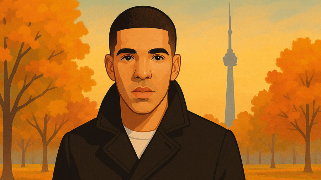A digital illustration of Drake inspired by his Comeback Season mixtape artwork, for one of his first interviews about music.