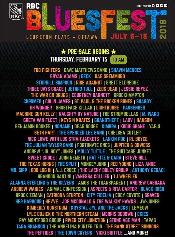 July 5 - 15: Lineup unveiled for Ottawa Bluesfest 2018