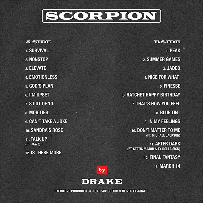 Drake releases his new double album Scorpion