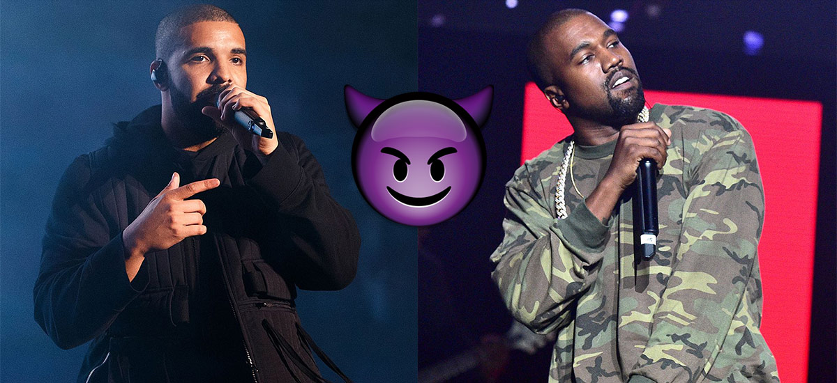 Drake trolls Kanye West with purple demon emoji