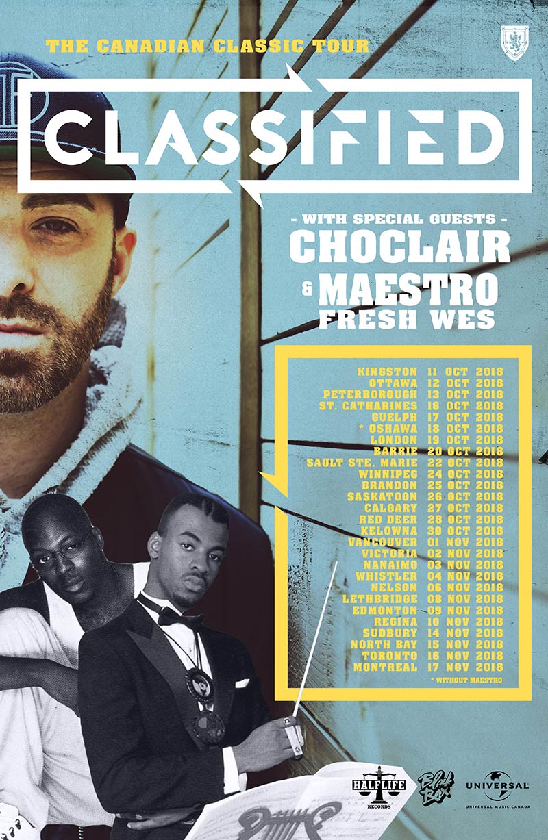 Classified to bring Choclair and Maestro Fresh Wes on The Canadian Classic Tour
