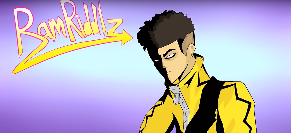 Screenshot from the new Ramriddlz video Katana; the video depicts Katana and guest feature KILLY in animated form.