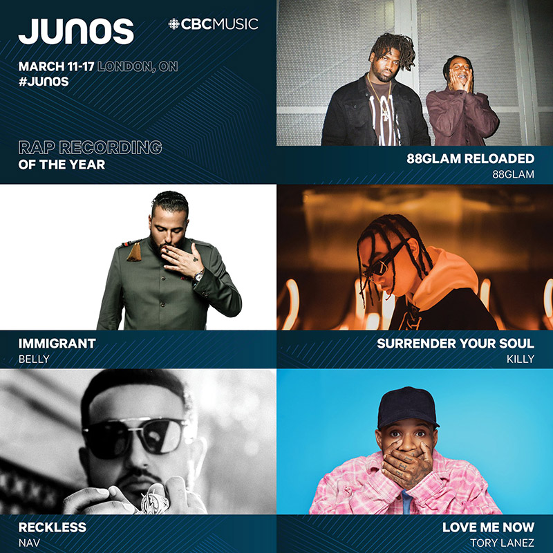 JUNO Awards 2019: Nominees announced for Rap Recording of the Year