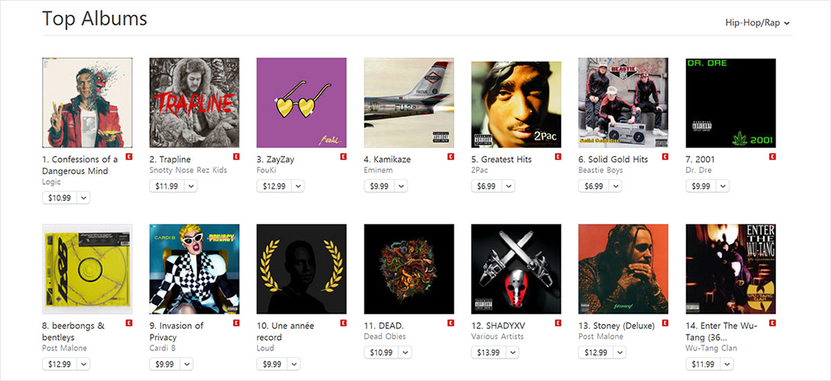 iTunes Canada Top Songs & Top Albums for hip-hop/rap (May 14)