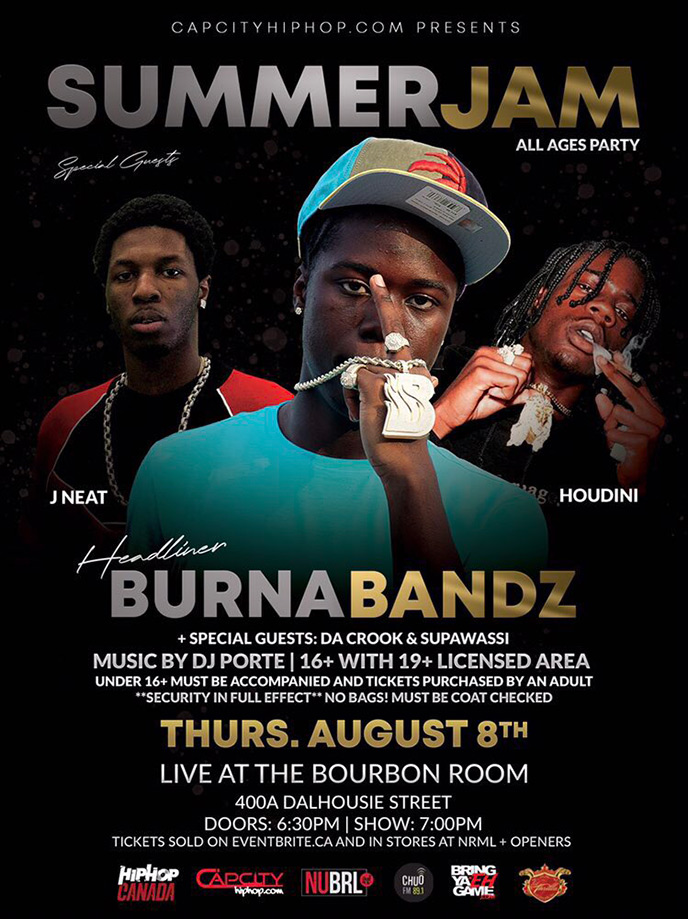 Aug. 8: Burna Bandz, Houdini and J Neat are performing in Ottawa at The Bourbon Room