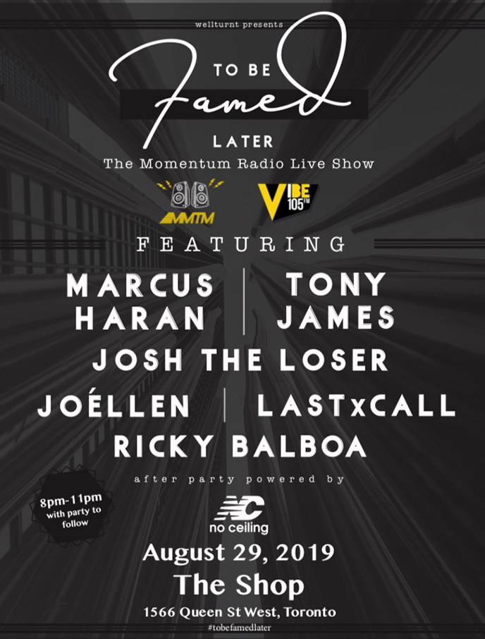 August 29th: Momentum Radio Brings Us - To Be Famed Later