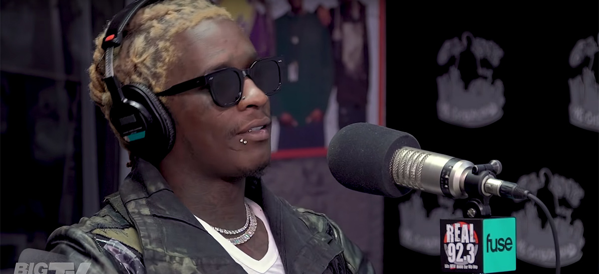 A screenshot of Young Thug being interviewed by Big Boy.