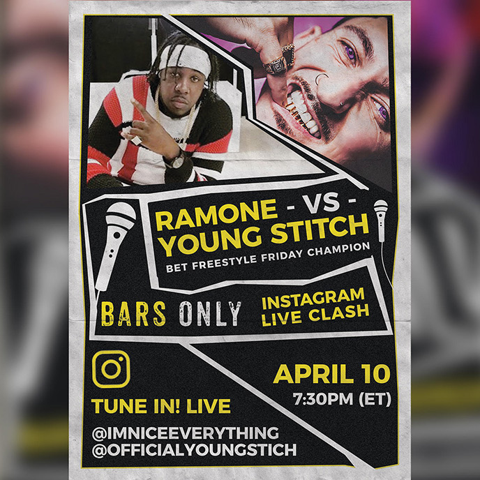 April 10: Ramone and Young Stitch to battle on IG Live