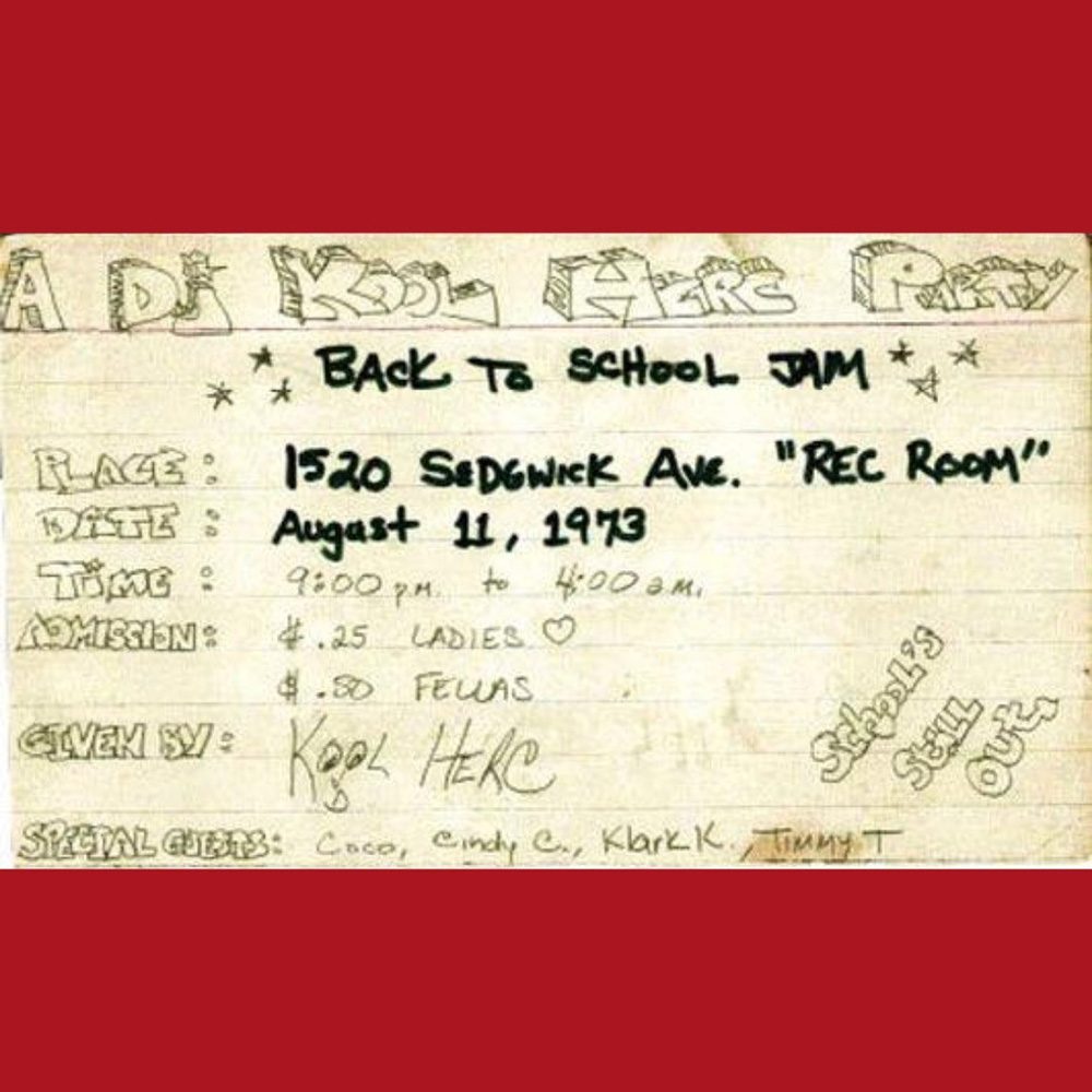 Flyer for the Aug. 11, 1973 DJ Kool Herc party
