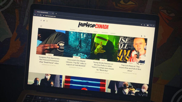 HipHopCanada displayed on a laptop screen
