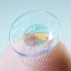 A concept image showing a contact lens with digital and biometric implants. (Shutterstock)