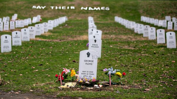 Each headstone in Minneapollis’ Say Their Names cemetery represents a Black American killed by police (Photo: Jason Armond/Los Angeles Times via Getty Images)