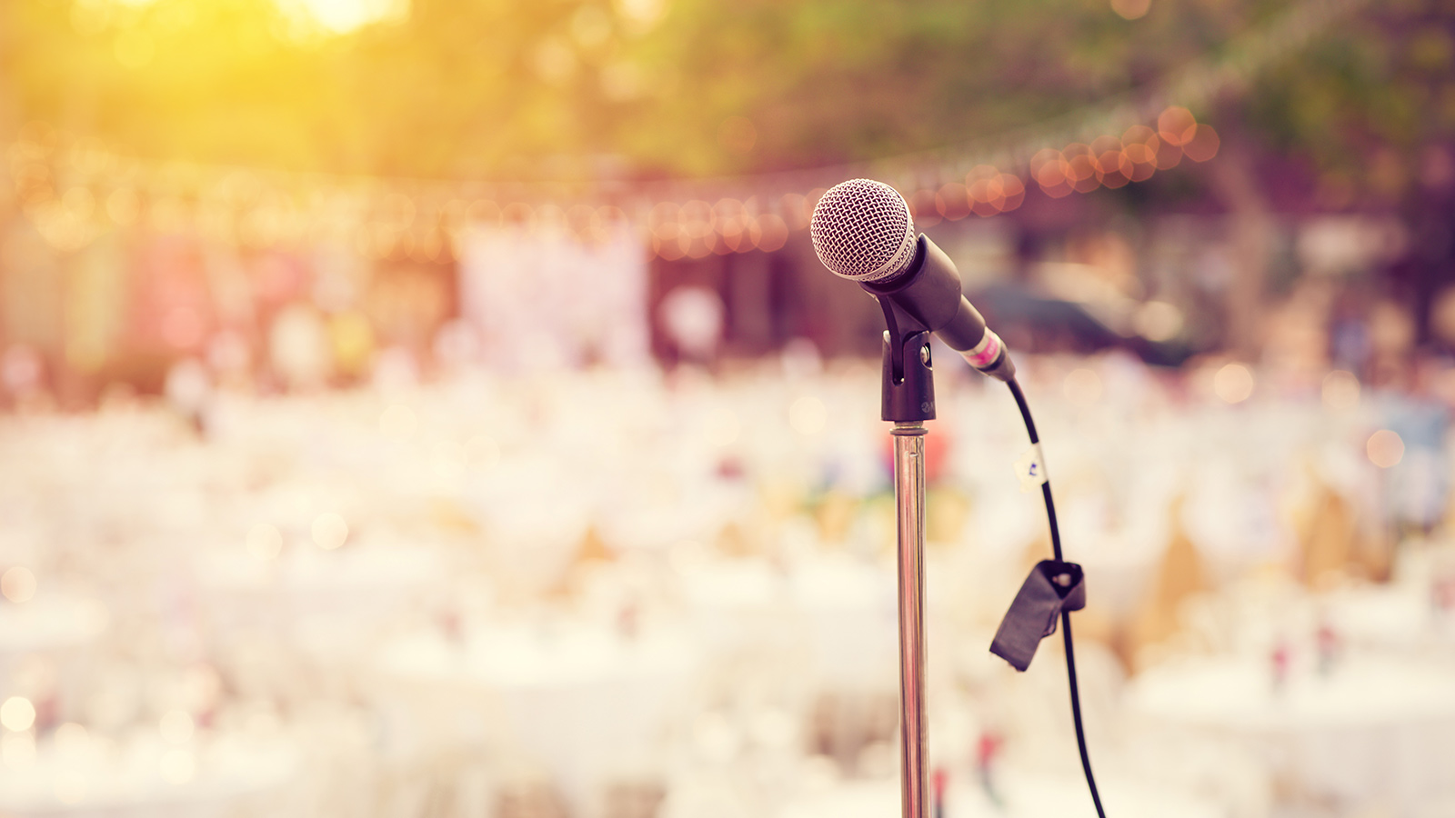 A microphone on stage (Shutterstock)