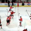 Chicago Blackhawks thank fans after a game