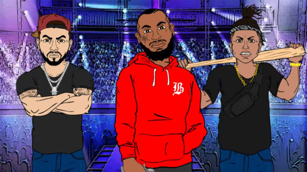 Swisha T, The Game and Bmike in the Who's Poppin animated video