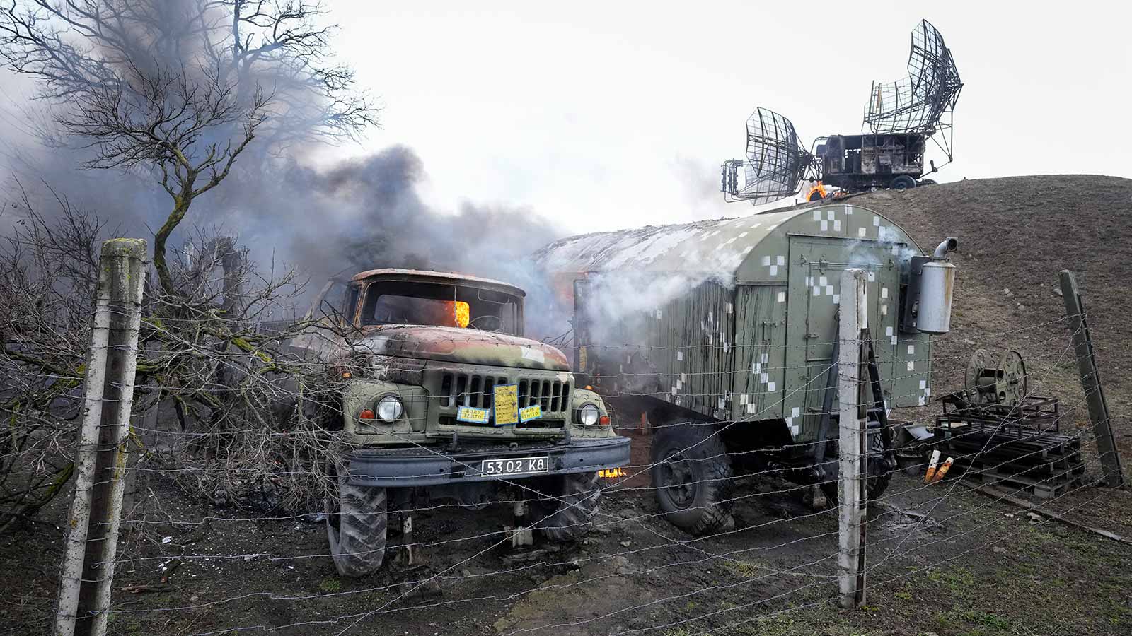 Damaged radar arrays are seen as Russian invades Ukraine