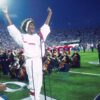 Whitney Houston sings the national anthem on January 27, 1991, at Super Bowl XXV