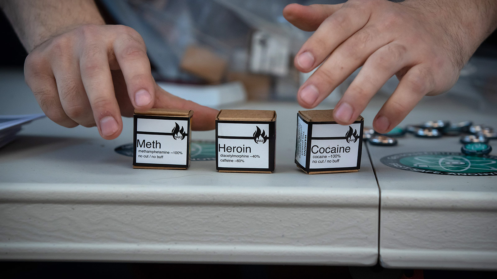 Methamphetamine, heroin and cocaine distributed by the Drug User Liberation Front