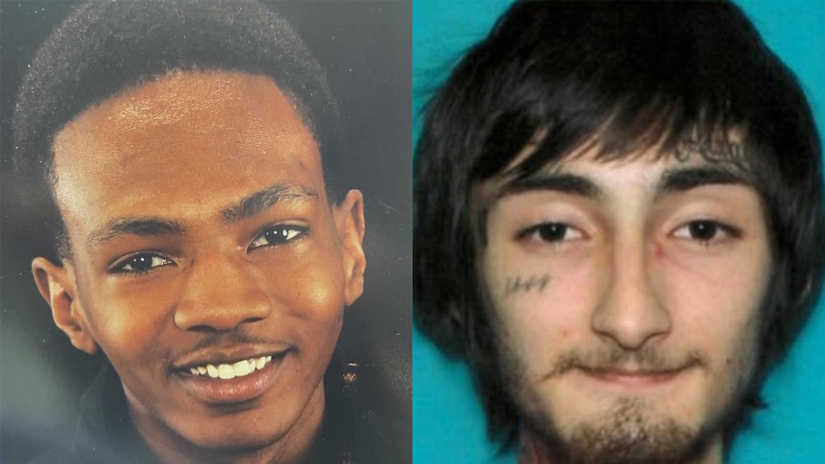 A split photo of 25-year-old Black man Jayland Walker, and 22-year-old White man Robert E. Crimo III