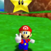 Super Mario holds up the peace sign in a screenshot of Super Mario 64