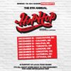 Poster for 8th annual Hip Hop Food Drive with dates for 8 Canadian cities listed