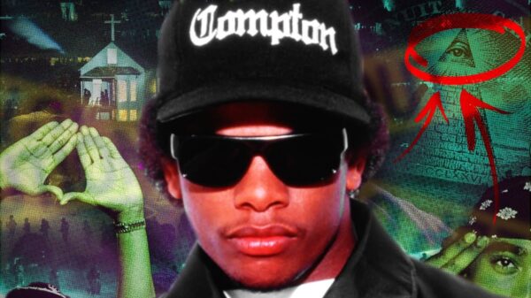 Eazy-E wearing his signature black Compton hat.