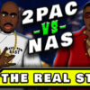 A cartoon drawing depicting the 2Pac vs Nas beef
