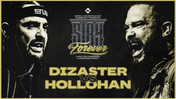 Title card for Dizaster vs Hollohan battle
