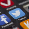 Social media icons on a mobile phone desktop