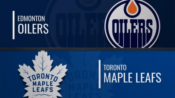 Logos for the Edmonton Oilers and Toronto Maple Leafs