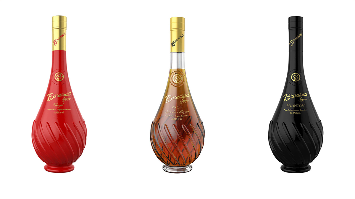 Bottles of 50 Cent's Cognac brand Branson