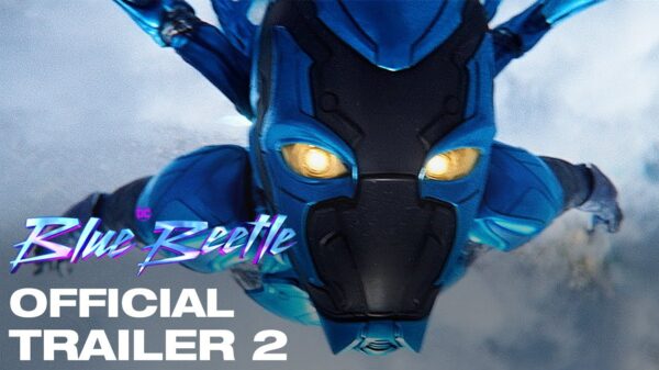 The YouTube thumbnail for the Blue Beetle final trailer