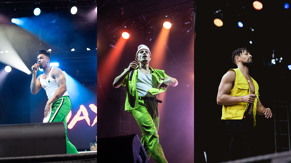 A composite image of three artists performing at Ottawa Bluesfest Summer of 23