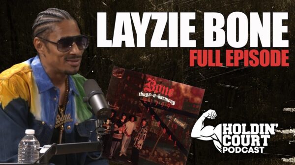 YouTube thumbnail for Layzie Bone interview on Holdin' Court Podcast