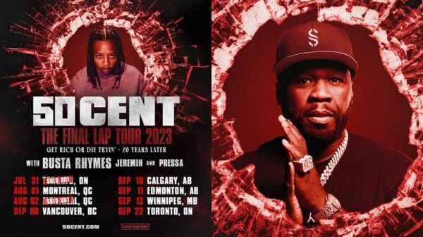 Promotional poster showcasing pressa being added to the 50 Cent tour