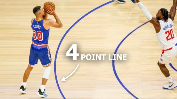 YouTube thumbnail for the video I Added A 4 Point Line To The NBA And This Is What Happened