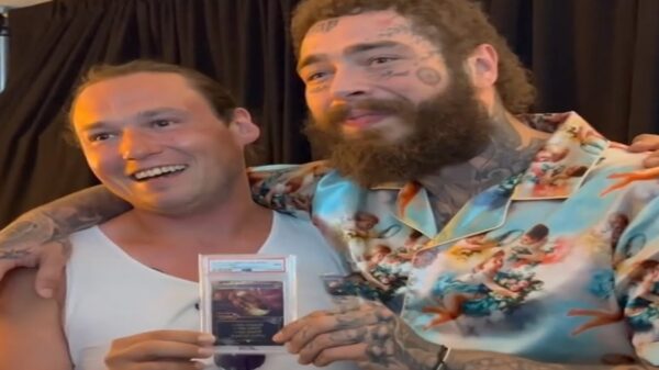 Post Malone buying a ultra rare Magic The Gathering card.