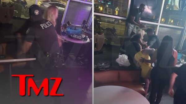 YouTube thumbnail for the TMZ video Love & Hip Hop Stars Arrested in Atlanta, Wild Video Shows Brawl
