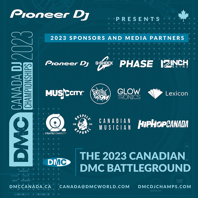 Sponsors for the 2023 Pioneer DJ DMC Canada Online Regional Championships
