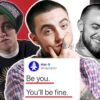 A promotional image for the video Mac Miller: The Power of Being You, with three photos of Mac Miller and a Mac Miller tweet.