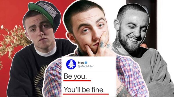 A promotional image for the video Mac Miller: The Power of Being You, with three photos of Mac Miller and a Mac Miller tweet.