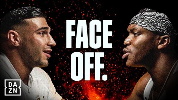 YouTube thumbnail for the video KSI vs Tommy Fury: Face Off