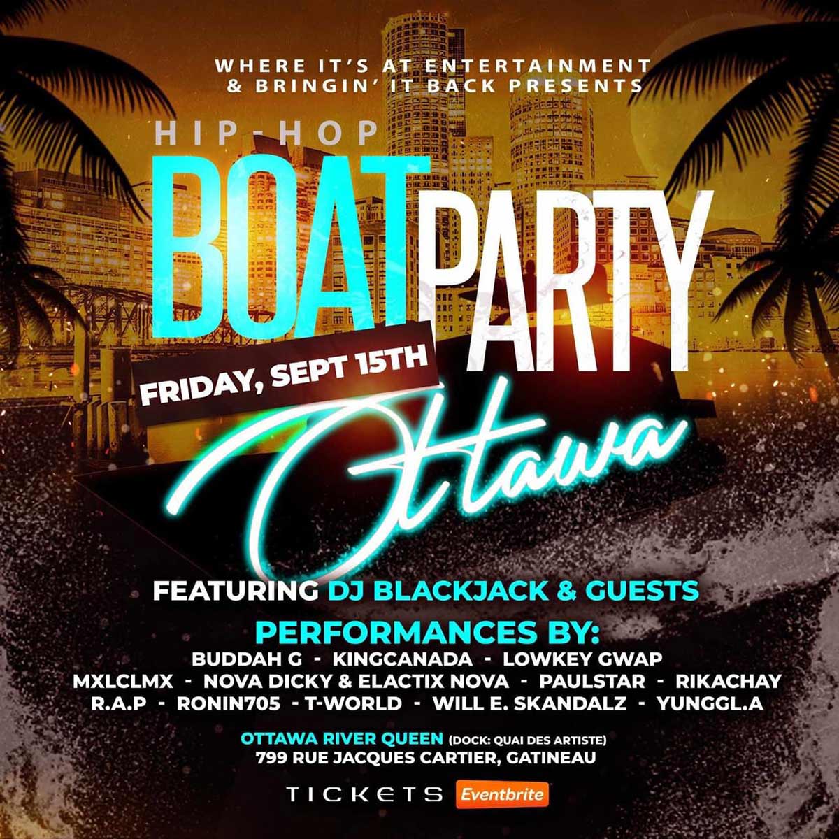 Promotional poster for Hip Hop Boat Party Ottawa