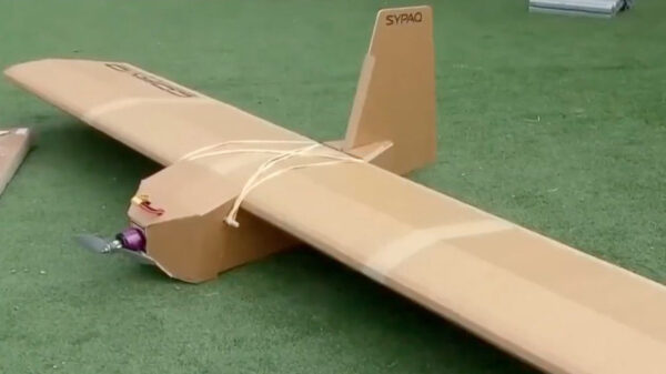 A cardboard drones created by Sypaq