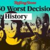 Various musicians surround the title The 50 Worst Decisions in Movie History