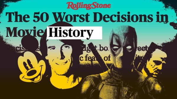 Various musicians surround the title The 50 Worst Decisions in Movie History