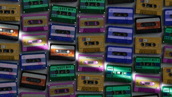 5 rows of cassette tapes