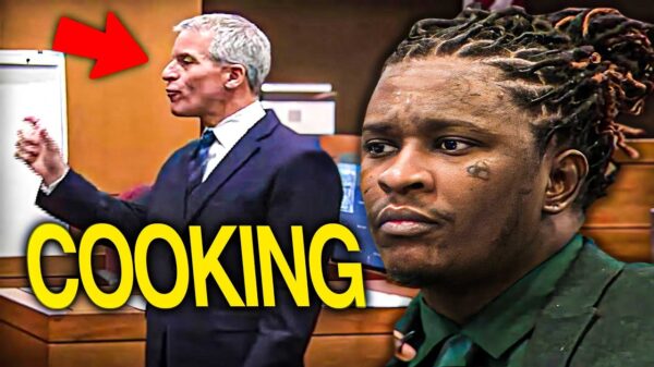 YouTube thumbnail for the video Young Thug's Lawyer COOKING in Cross Examination - Day 26 YSL RICO Trial