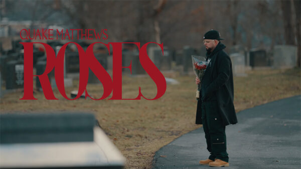 Title card for the Roses music video by Quake Matthews