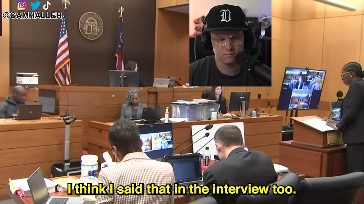 A screenshot of the Woody cross-examination during the YSL trial